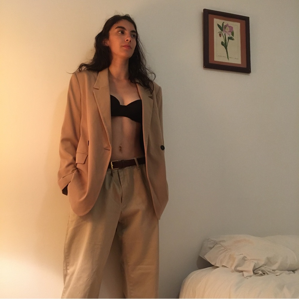 Zara soft loose oversized blazer beige